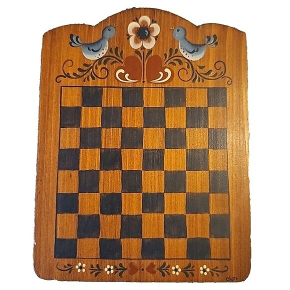Handmade Other - 6" Checkerboard Hand Painted Vintage Folk Art Look Decor